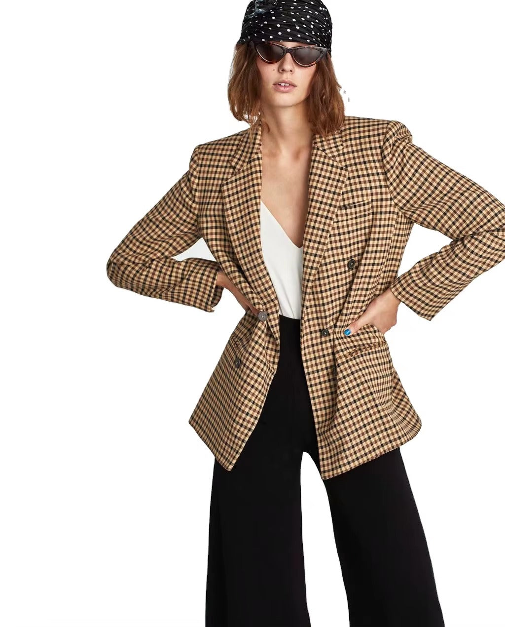 Blazer Mujer Estilo Vintage Cuadros
